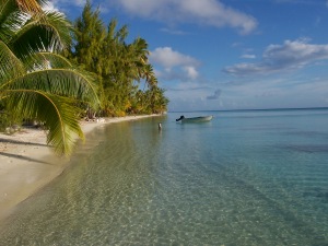 Beach at Rangiroa in the South Pacific